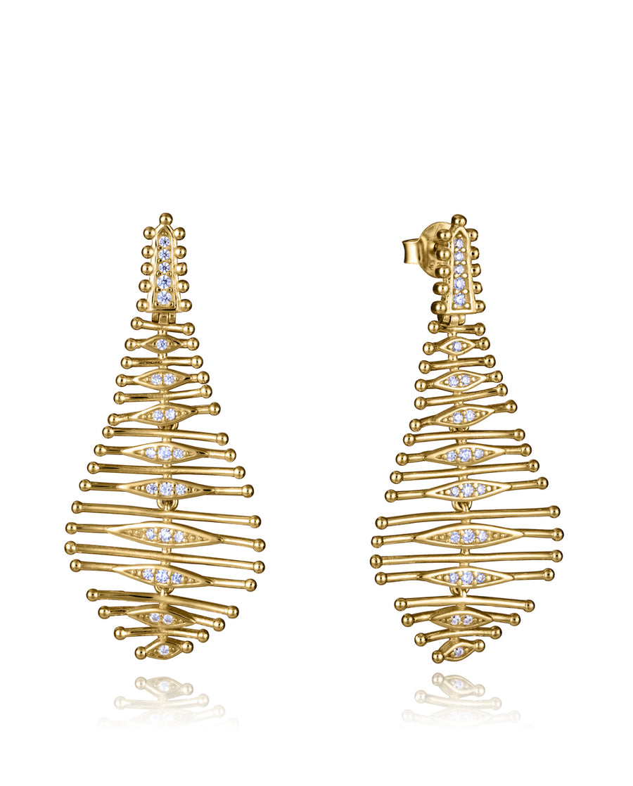 Sterling Silver Earrings With Gold Plating And Wh