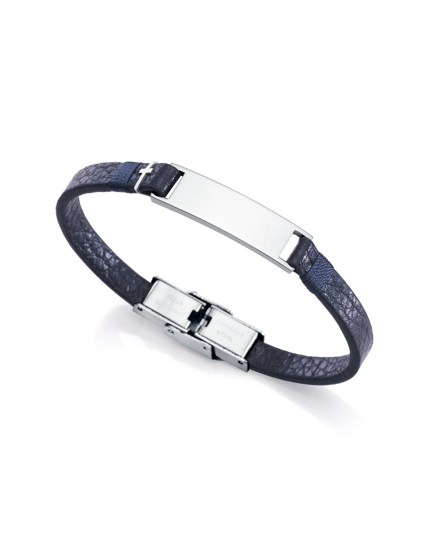 Puls Acero Placa Piel Azul Niño Fn