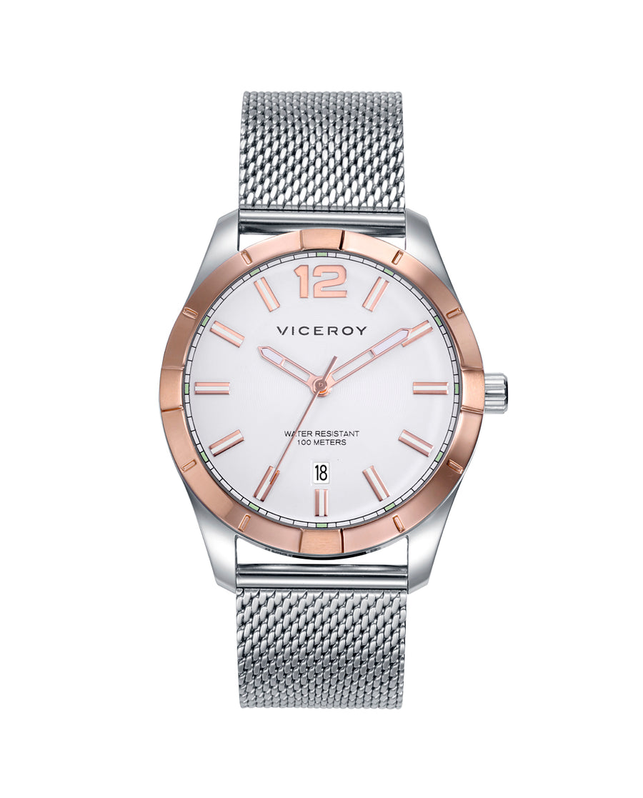 Reloj Acero Ip Rosa Brazalete Sr Va