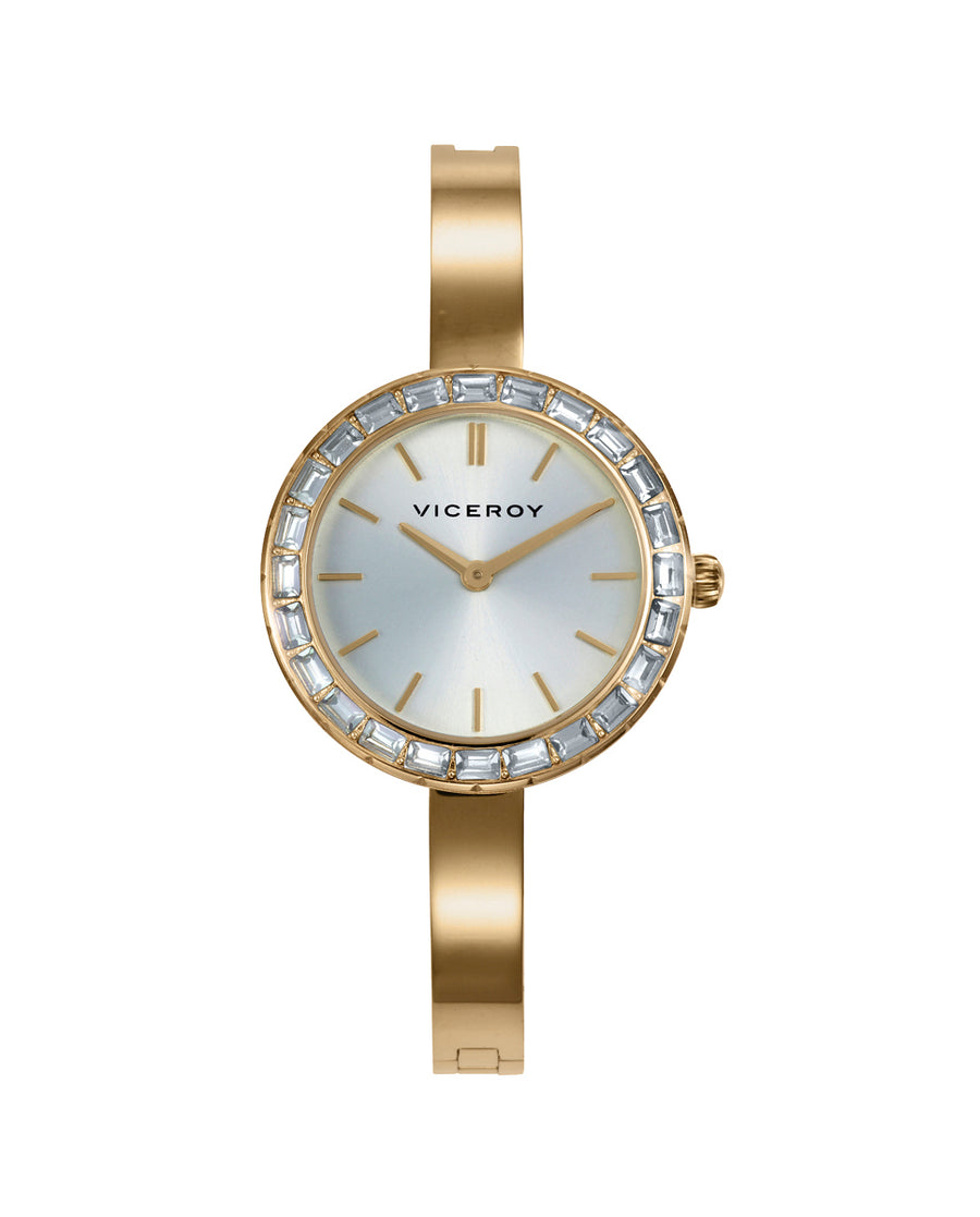 Reloj Acero Ip Dorado Brazalete Sra Va
