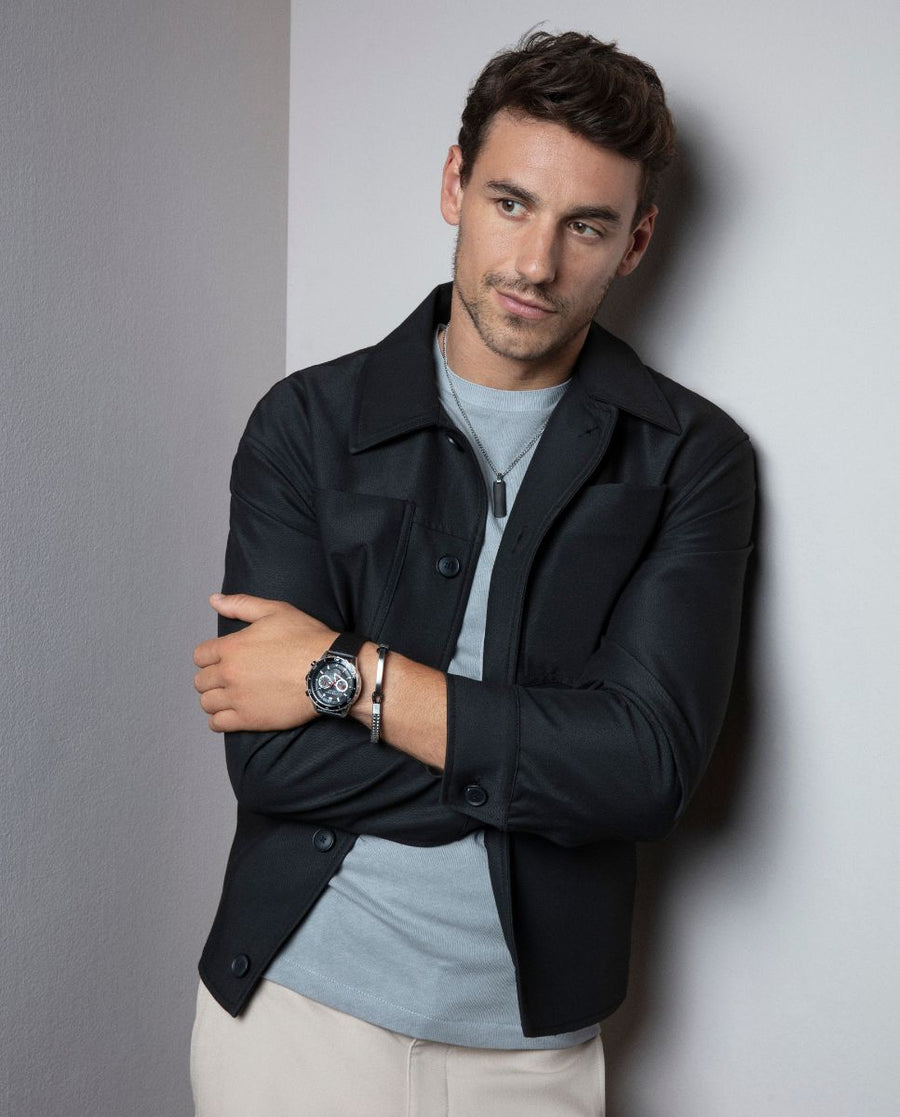 Puls Acero Y Piel Negra Sr Fashion