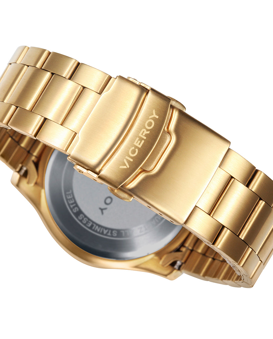 Crono Acero Ip Dorado Brazalete Sr Va