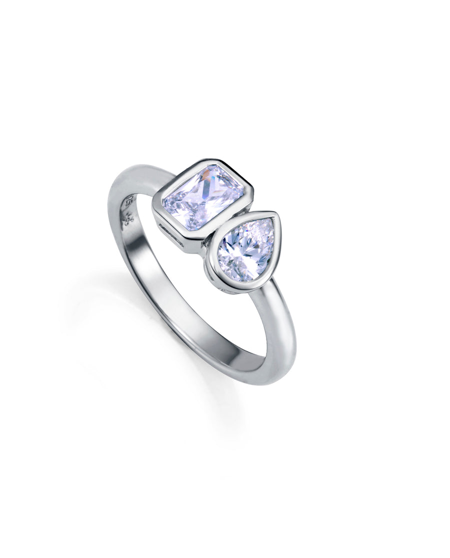 Sterling Silver Ring With Rhodium Plating And Whi