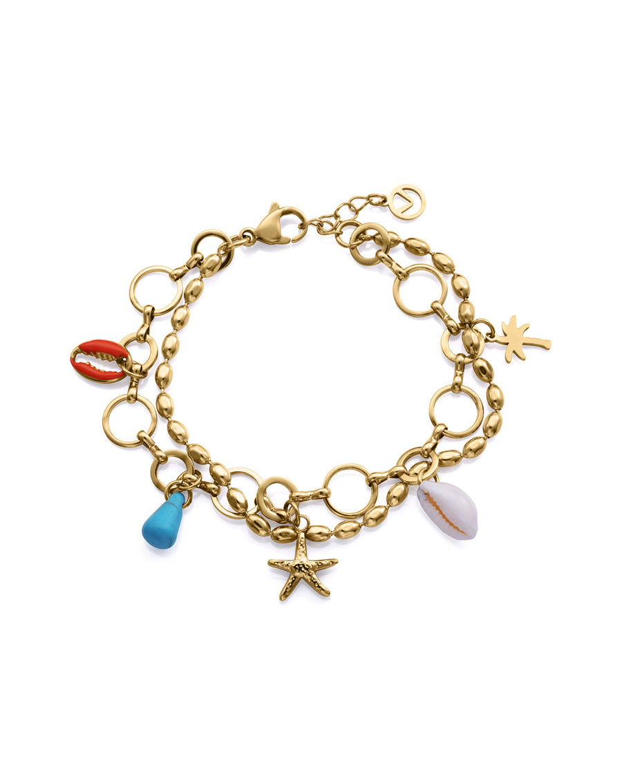 Steel Bracelet Ip Gold With Shell And Synthetic S