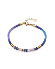 Steel Bracelet Ip Gold With Multicolour Cord, Blu