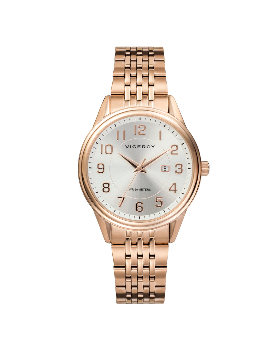 Reloj Acero Ip Rosa Brazalete Sra Va
