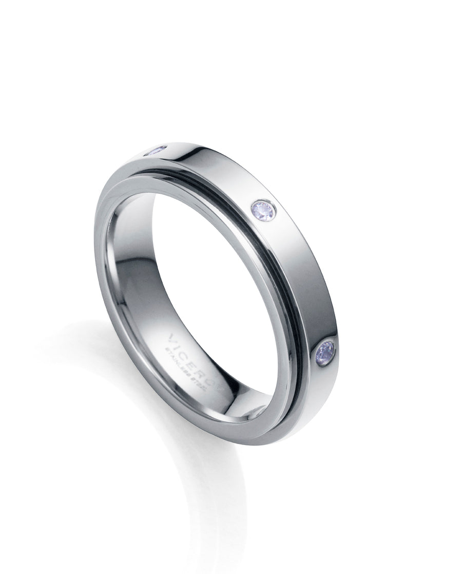 Steel Spinning Ring With White Cz: Size 12 Lady Fn