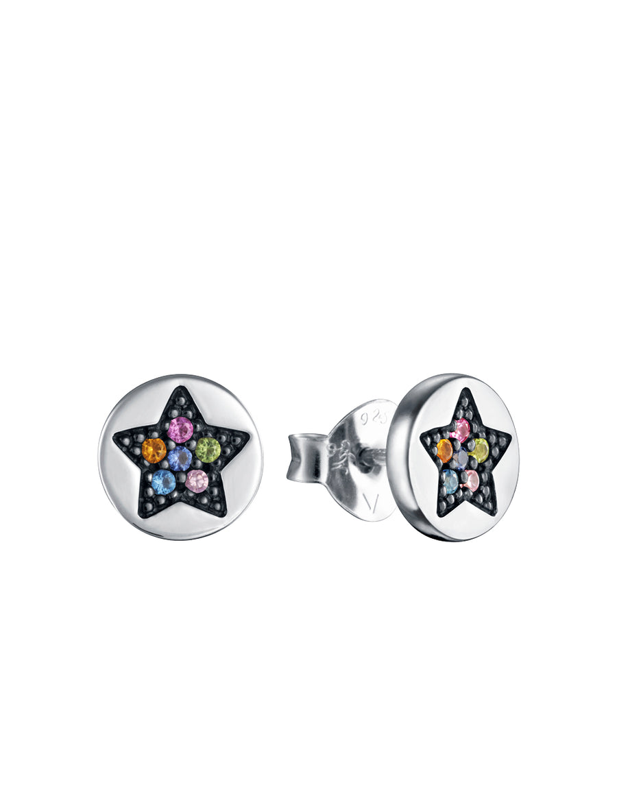 Pendientes Plata De Ley Con  Circonitas Multicolor Sra Jewel