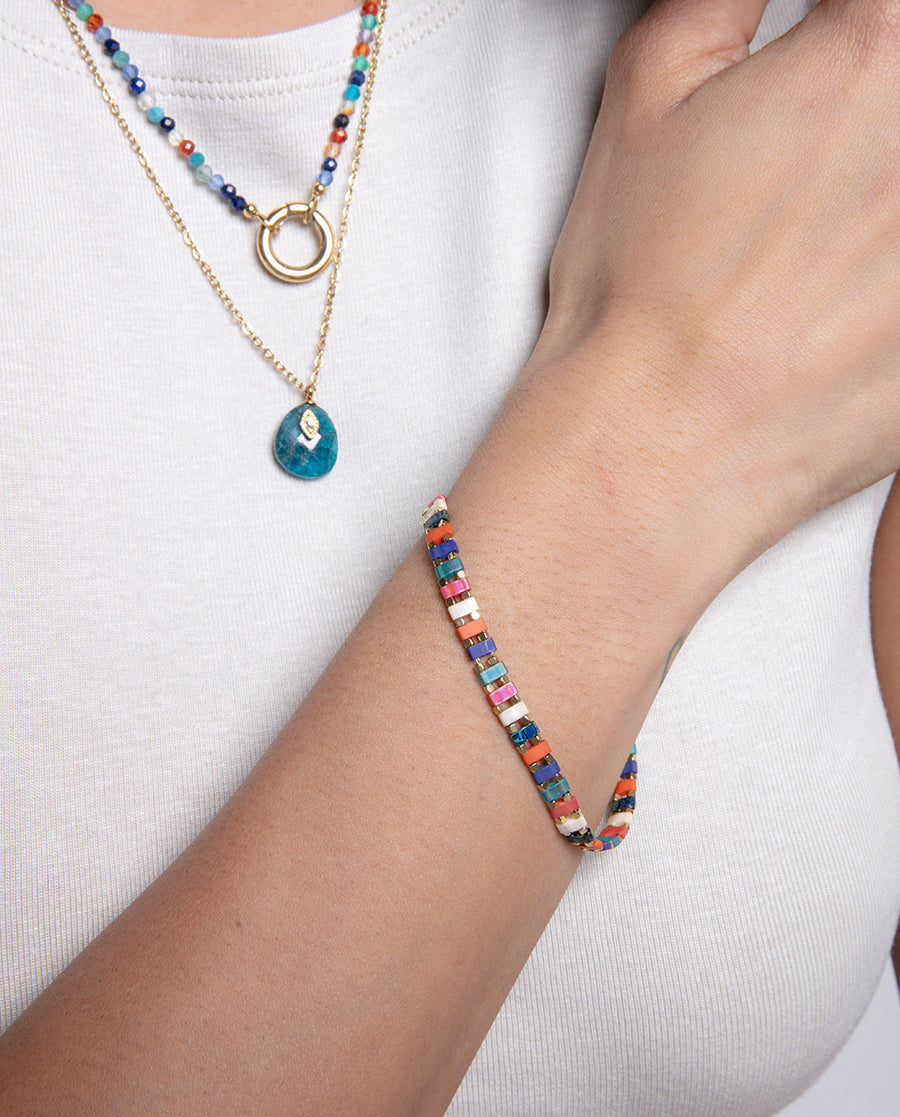 Steel Necklace Ip Gold With Coloured Crystals: Le