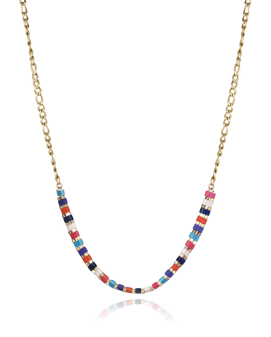 Steel Necklace Ip Gold With Coloured Crystals: Le