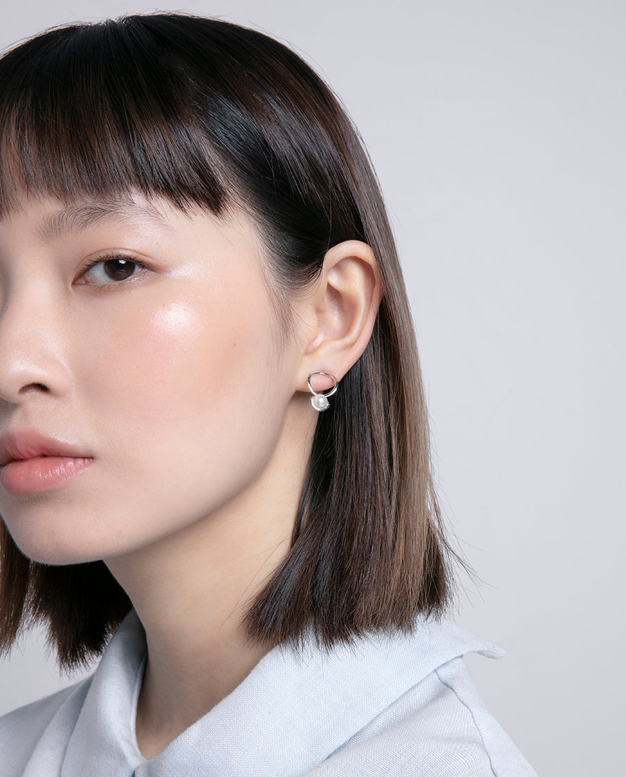 Sterling Silver Earrings With Rhodium Plating Rin