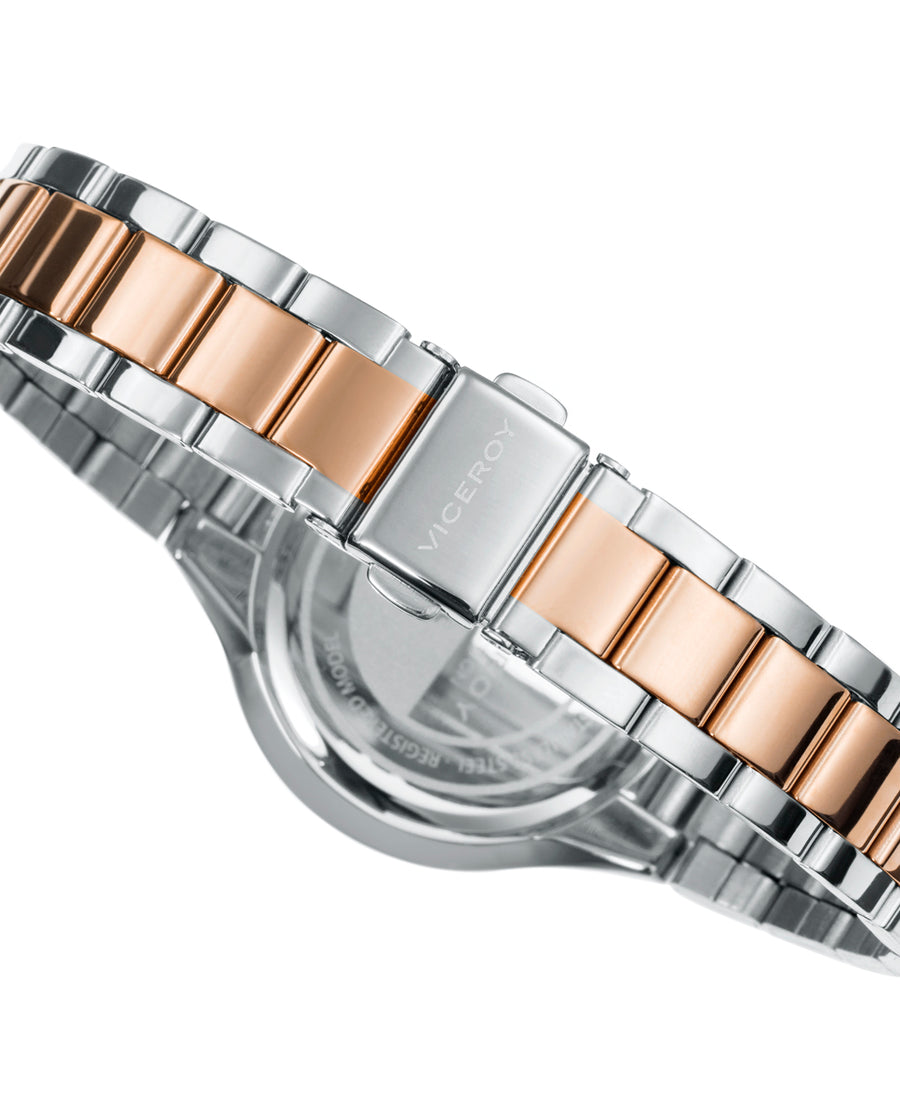 Reloj Acero Ip Rosa Brazalete Sra Va