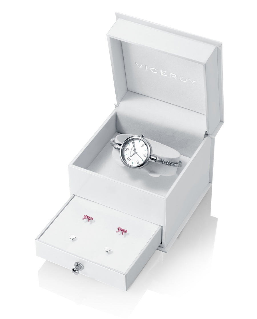 Pack Reloj Acero Brazalete Niña Sweet Va