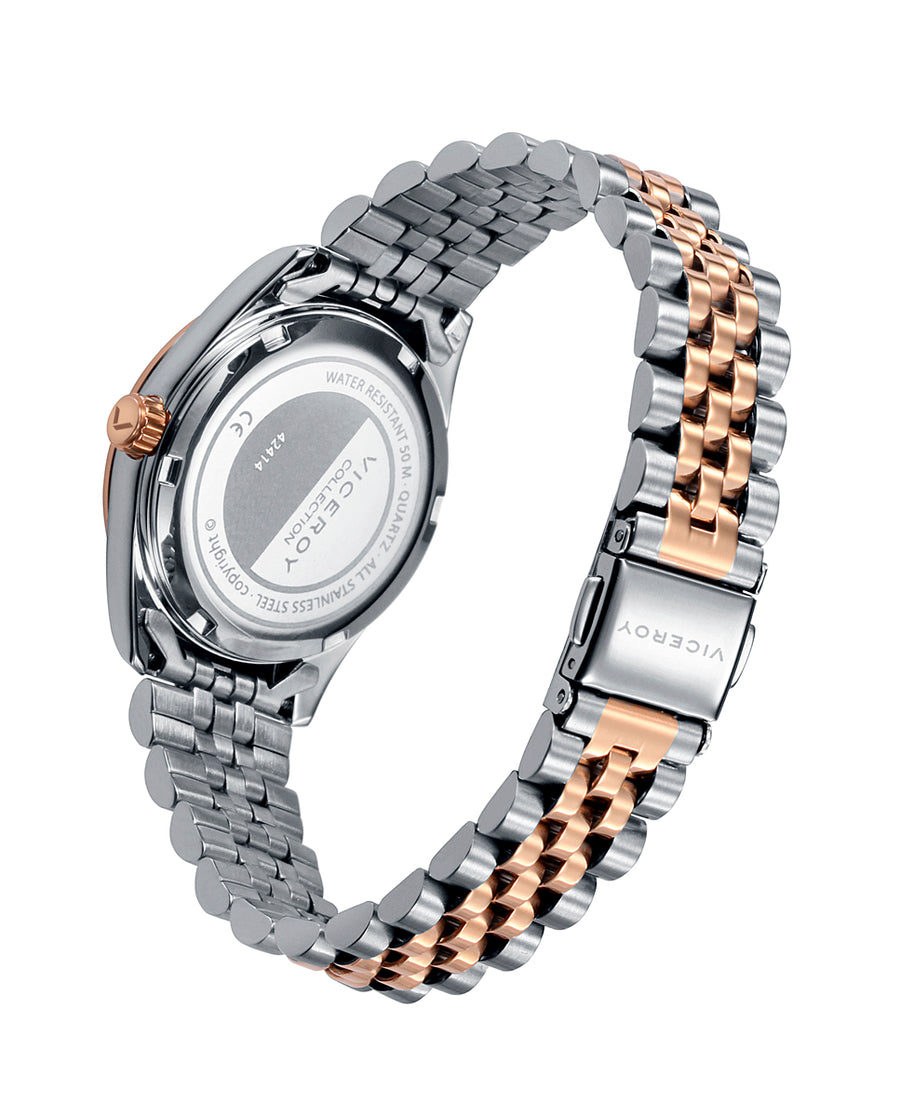 Reloj Acero Ip Rosa Brazalete Sra Va
