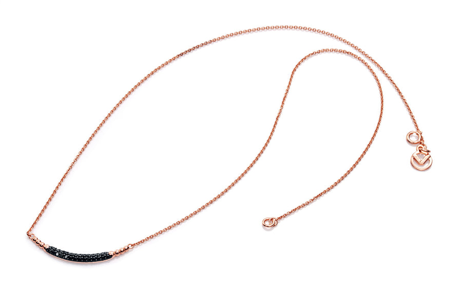 Collier En Argent Plaqué Or Rose 18 Carats Neg Crystal Mrs Je