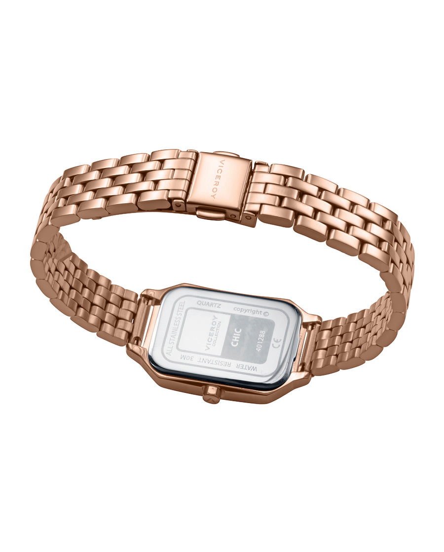 Reloj Acero Ip Rosa Brazalete Sra Va