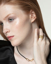 Anillo Acero Ip Dorado Ancho Sra Fashion