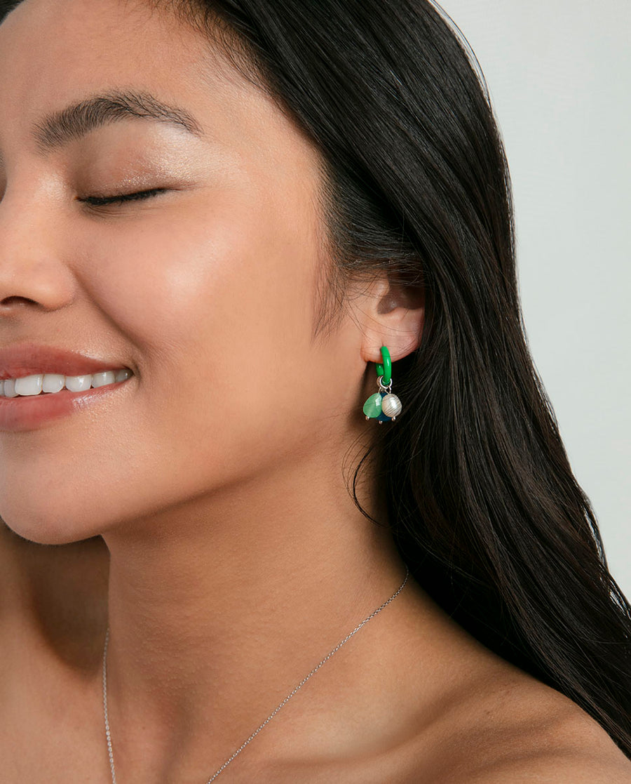 Sterling Silver Earrings With Rhodium Plating, En