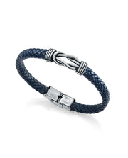 Pulsera Nudos Acero Piel Azul Sr Fn