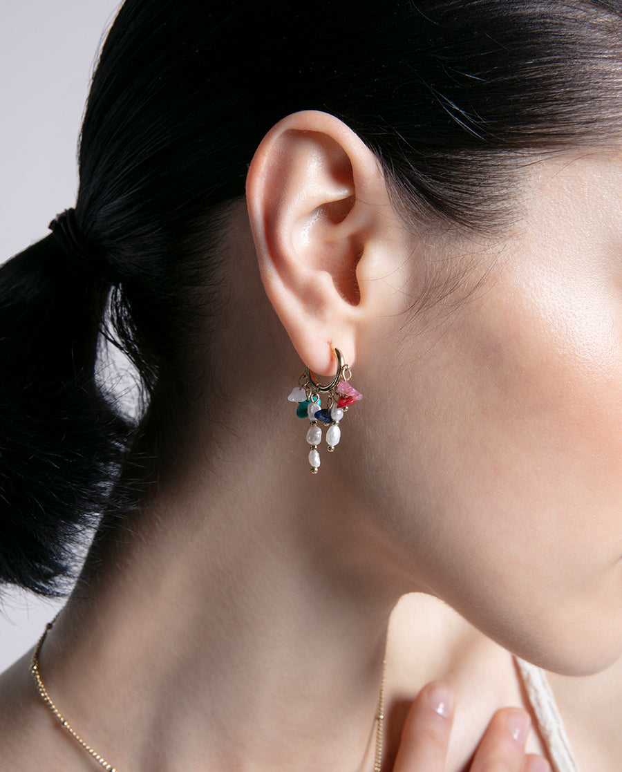 Steel Earrings Ip Gold Hoops With Coloured Natura