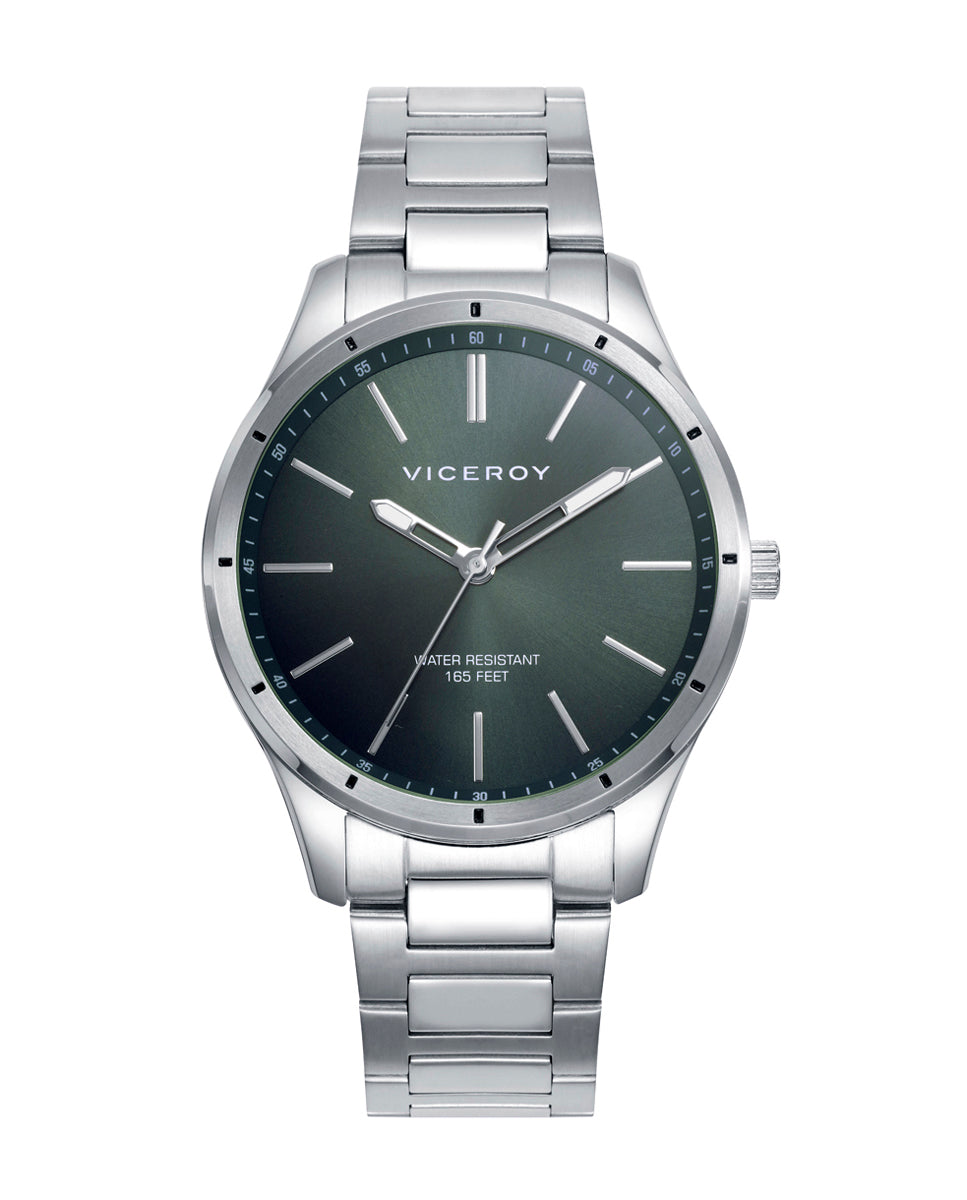 viceroy Reloj de acero para hombre con esfera verde y movimiento de cuarzo