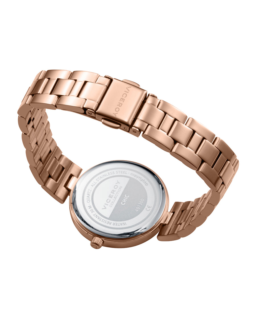 Reloj Acero Ip Rosa Brazalete Sra Va