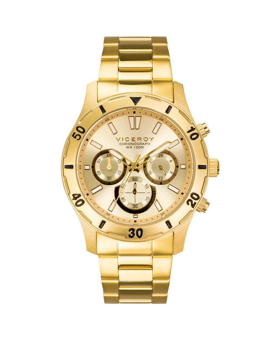 Crono Acero Ip Dorado Brazalete Sr Va