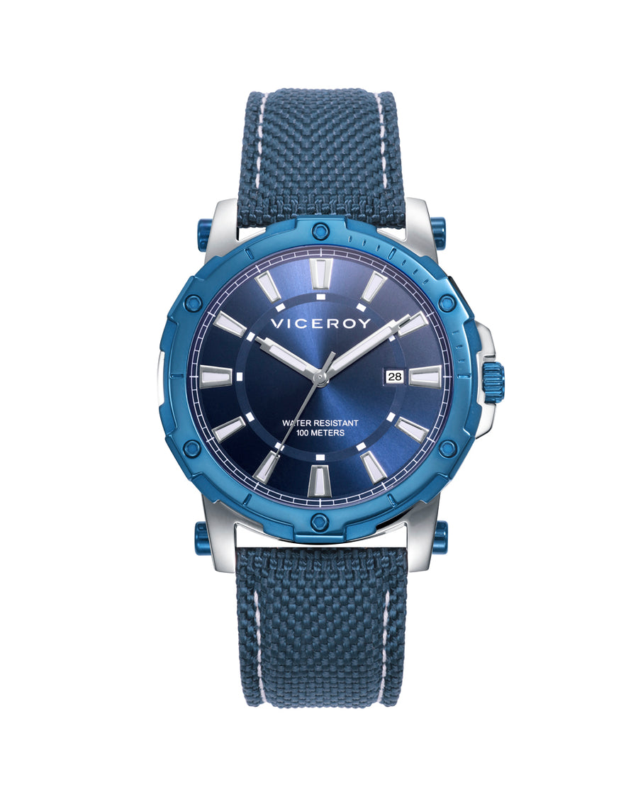 Reloj Acero Ip Azul Correa Sr Va