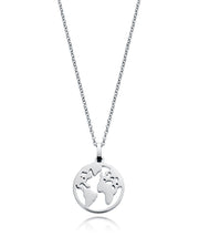 Collar De Acero Colgante Mundo Sra Fashion