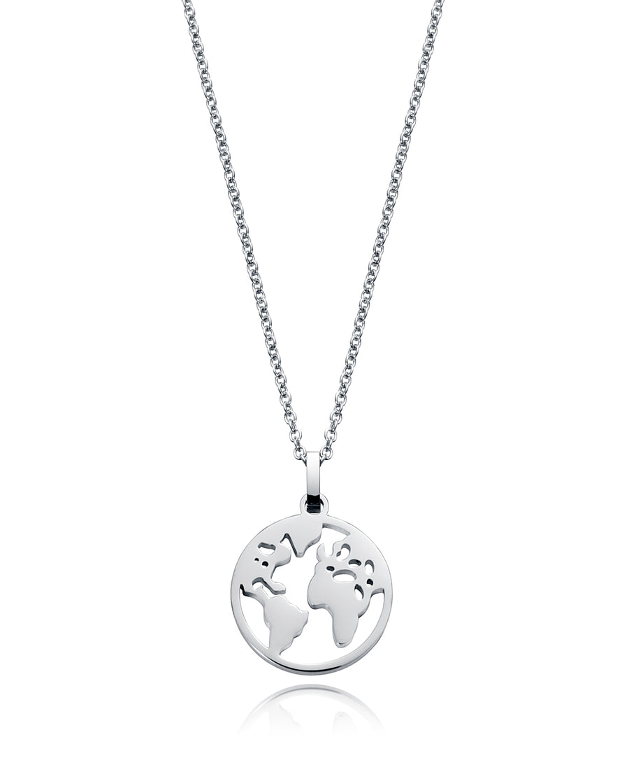Collar De Acero Colgante Mundo Sra Fashion