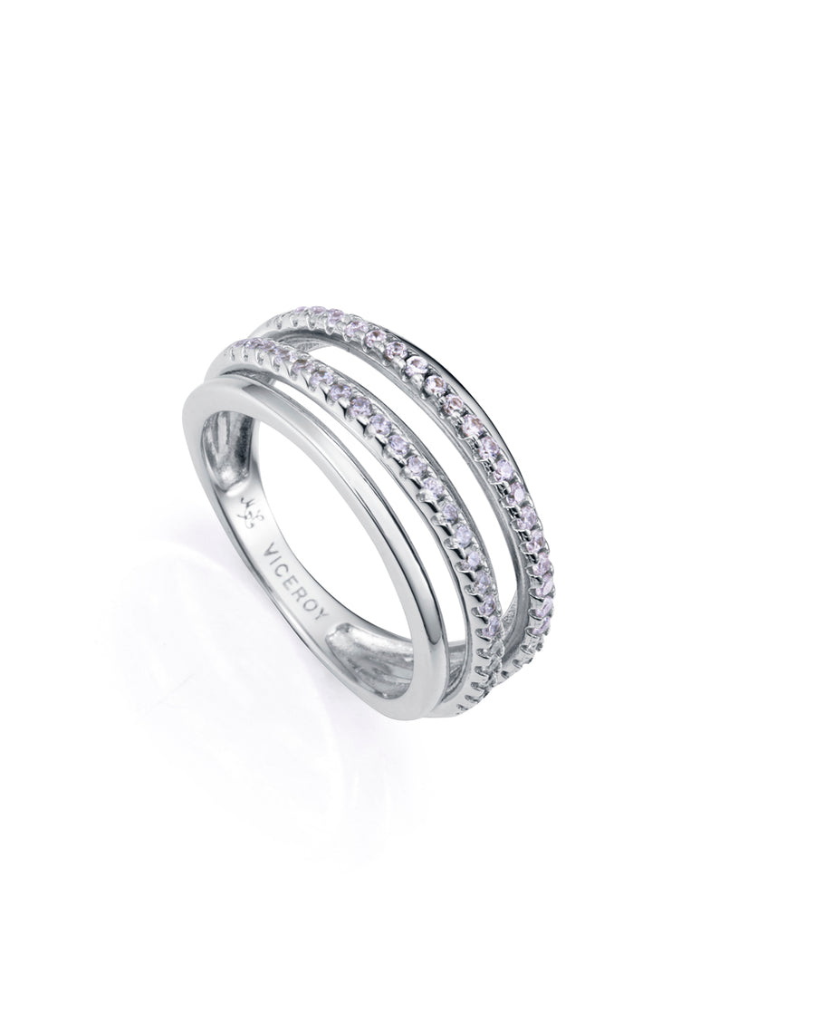 Sterling Silver Ring With Rhodium Plating And Whi