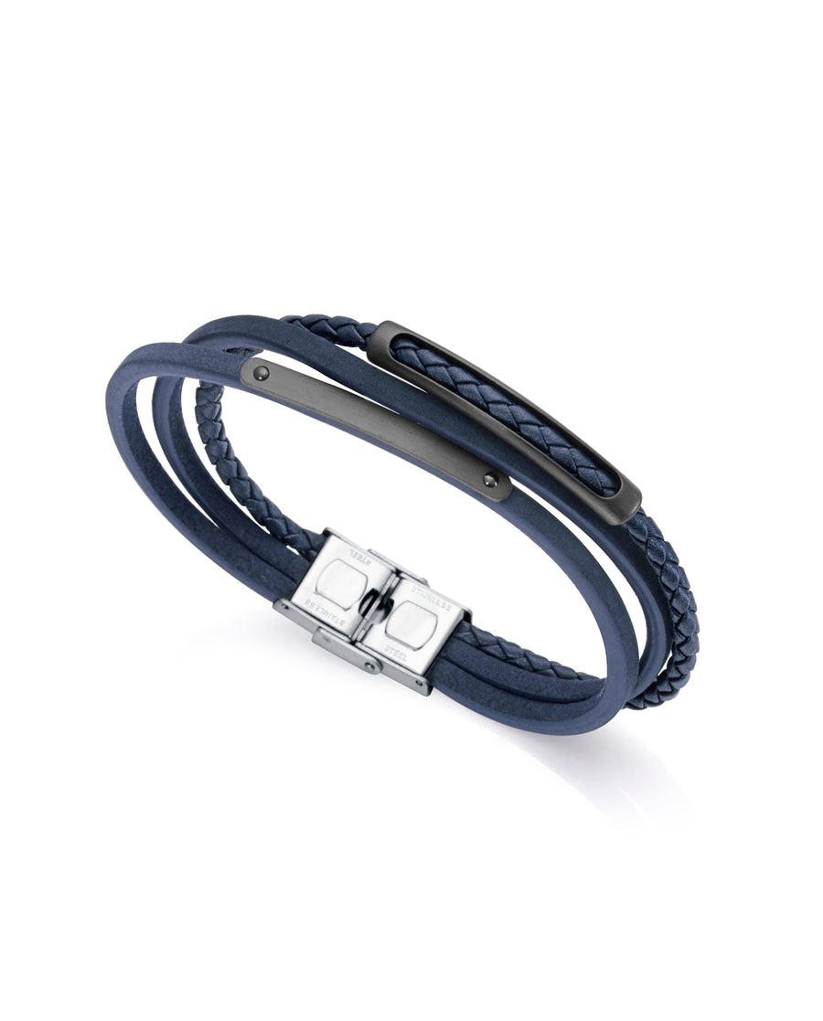 Puls Acero Ip Negro Y Piel Azul Sr Fn