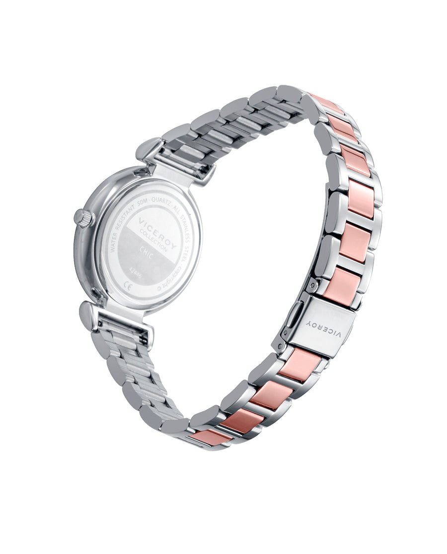Reloj Acero Ip Rosa Brazalete Sra Va