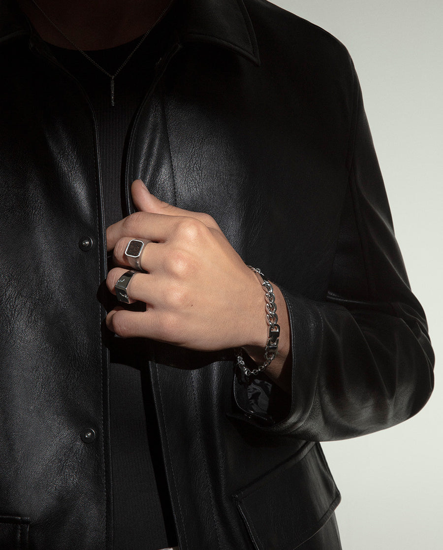 Steel Ring With Natural Stone: Size 20 Man Fashion
