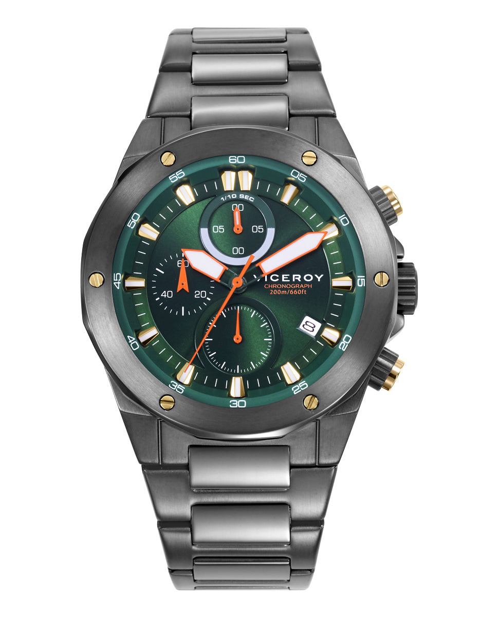 Reloj caja de acero Ip gris 20 Atm, brazalete de acero Ip gris