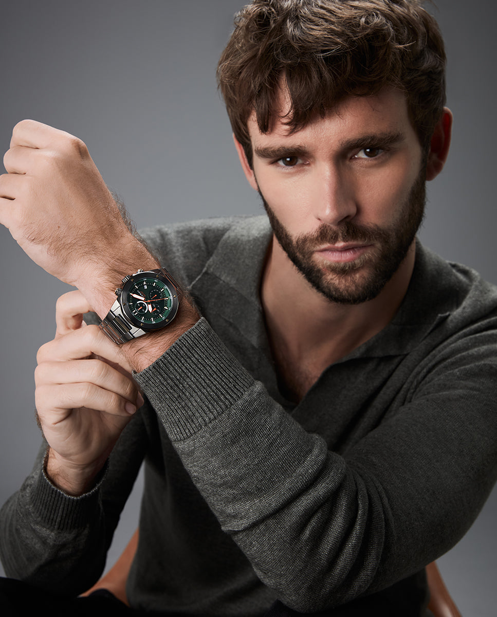 Reloj caja de acero Ip gris 20 Atm, brazalete de acero Ip gris