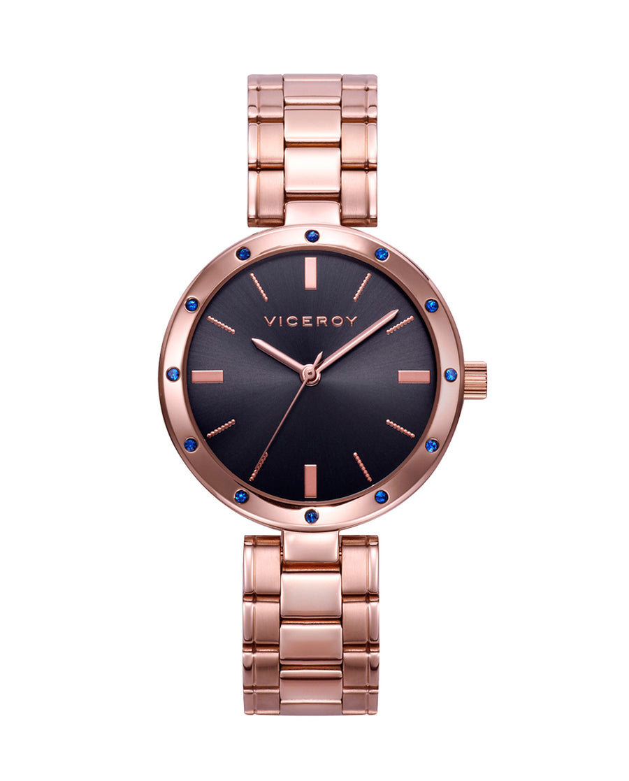 Reloj Acero Ip Rosa Brazalete Sra Va