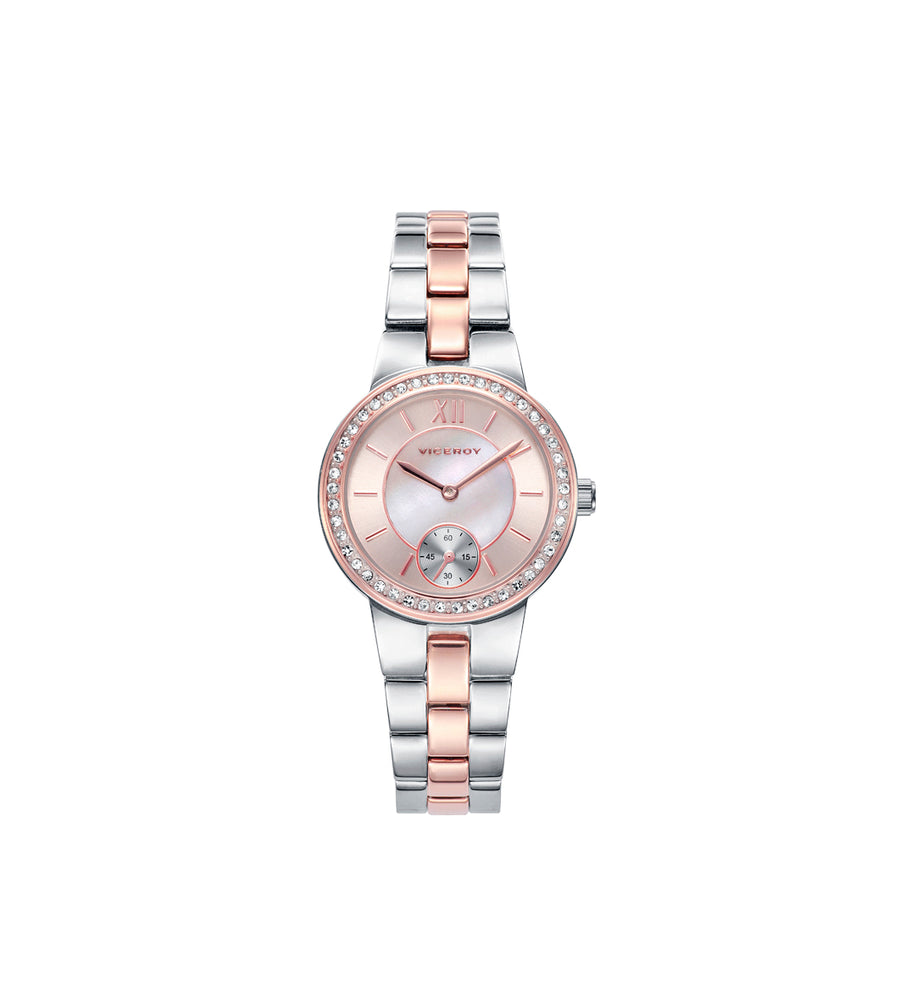 Reloj Acero Y Ip Oro Rosa Brazalete Sra Chic Va