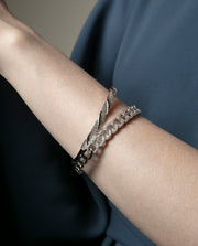 Rigid Steel Bracelet With White Crystal: Max Diam
