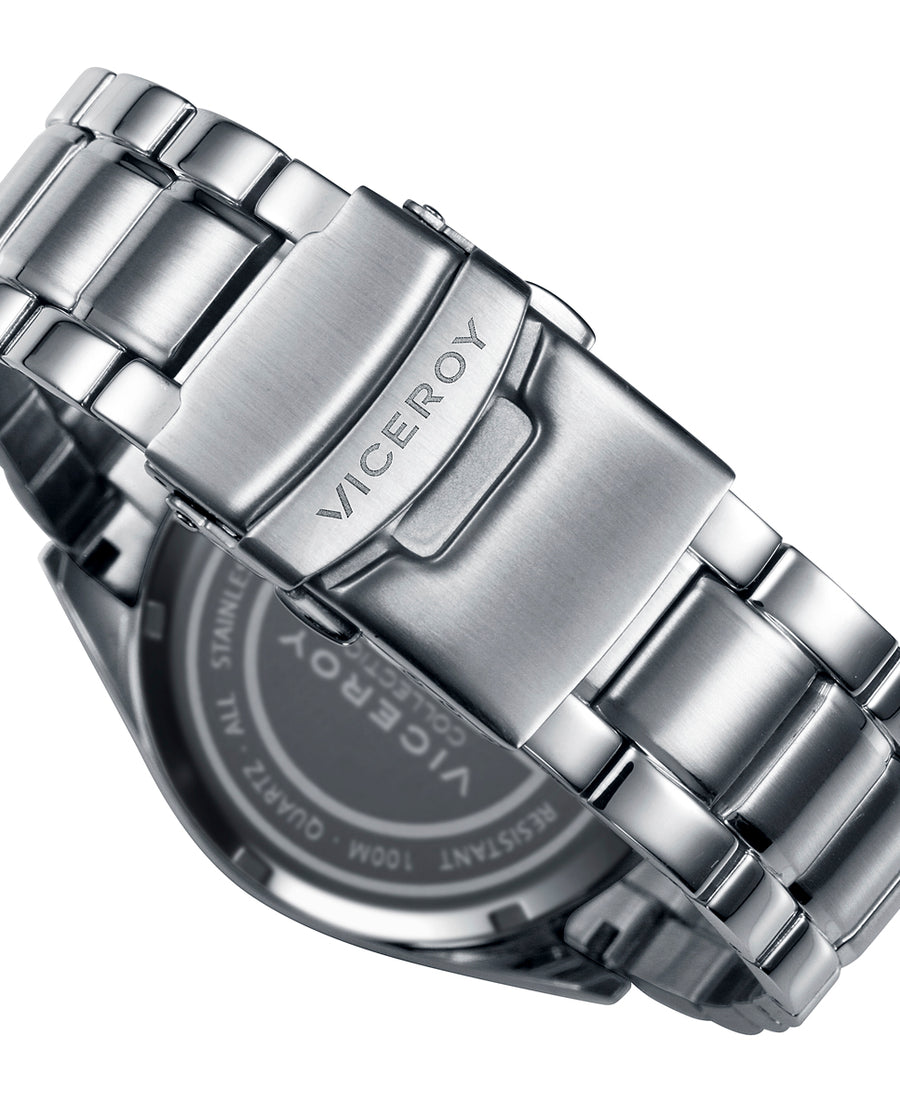 Reloj Acero Ip Azul Brazalete Sr Va