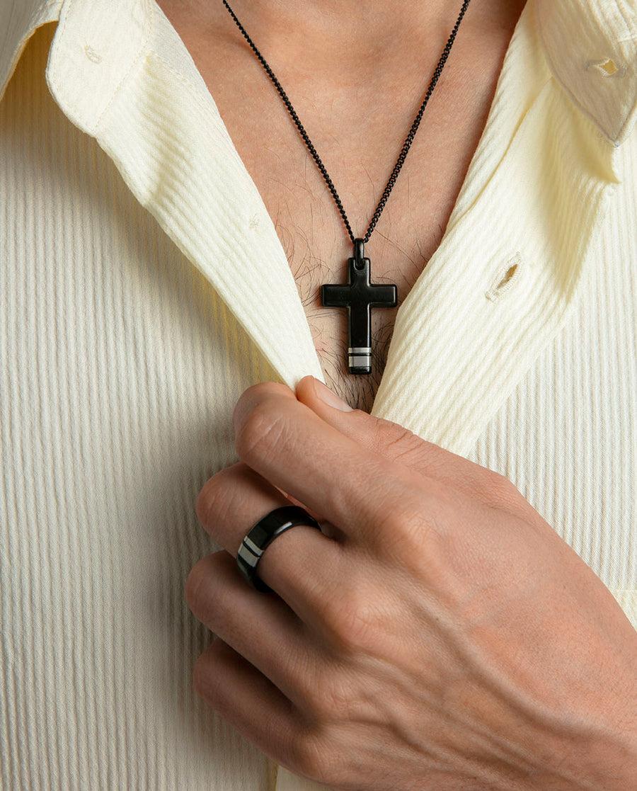 Steel Ring Ip Black: Size 20 Man Fashion