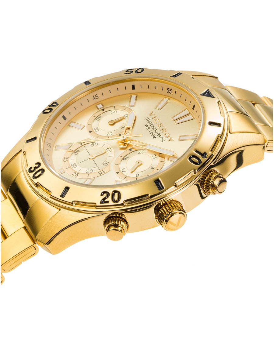 Crono Acero Ip Dorado Brazalete Sr Va