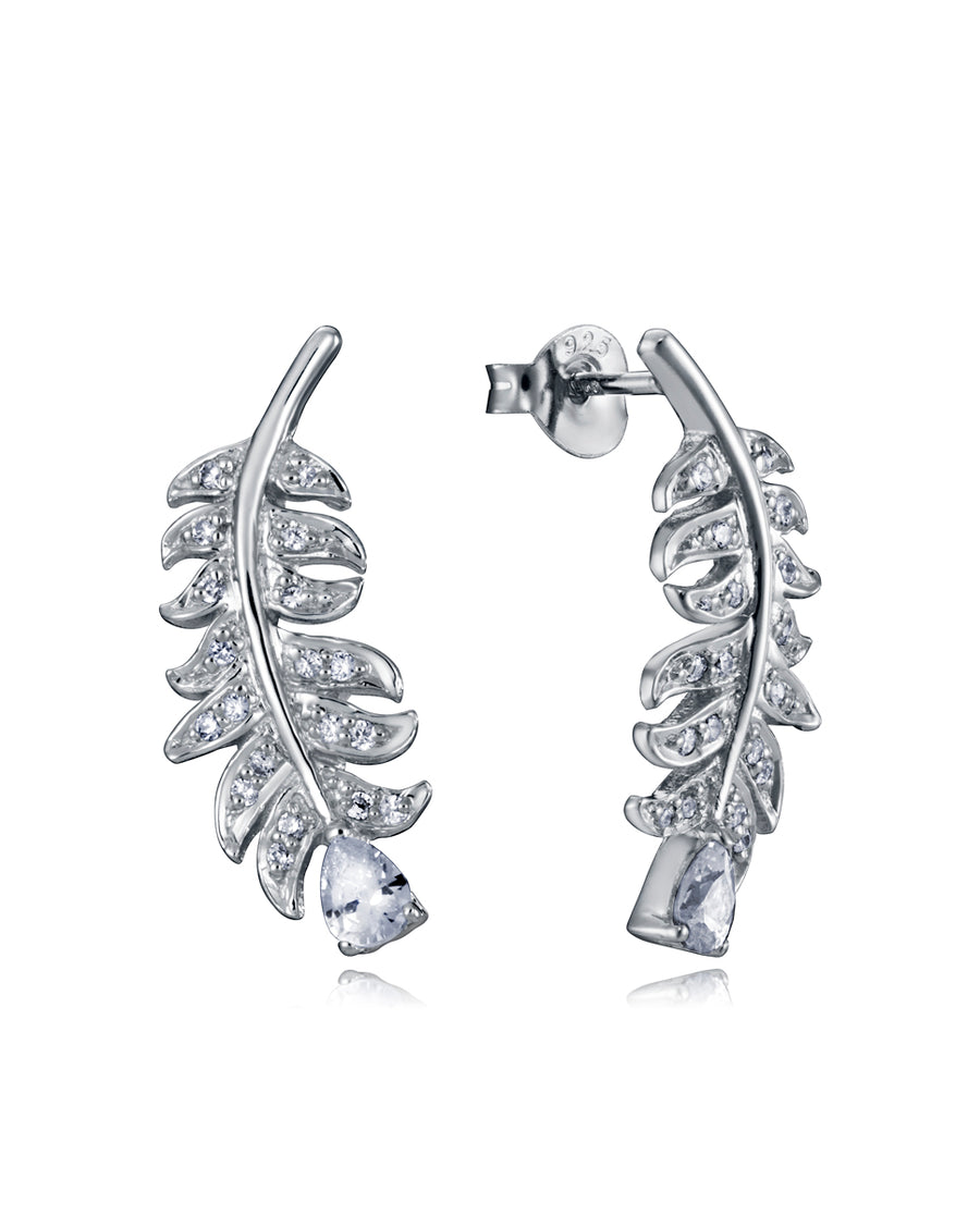Pendientes Plata De Ley Pluma Circ Sra Jwls
