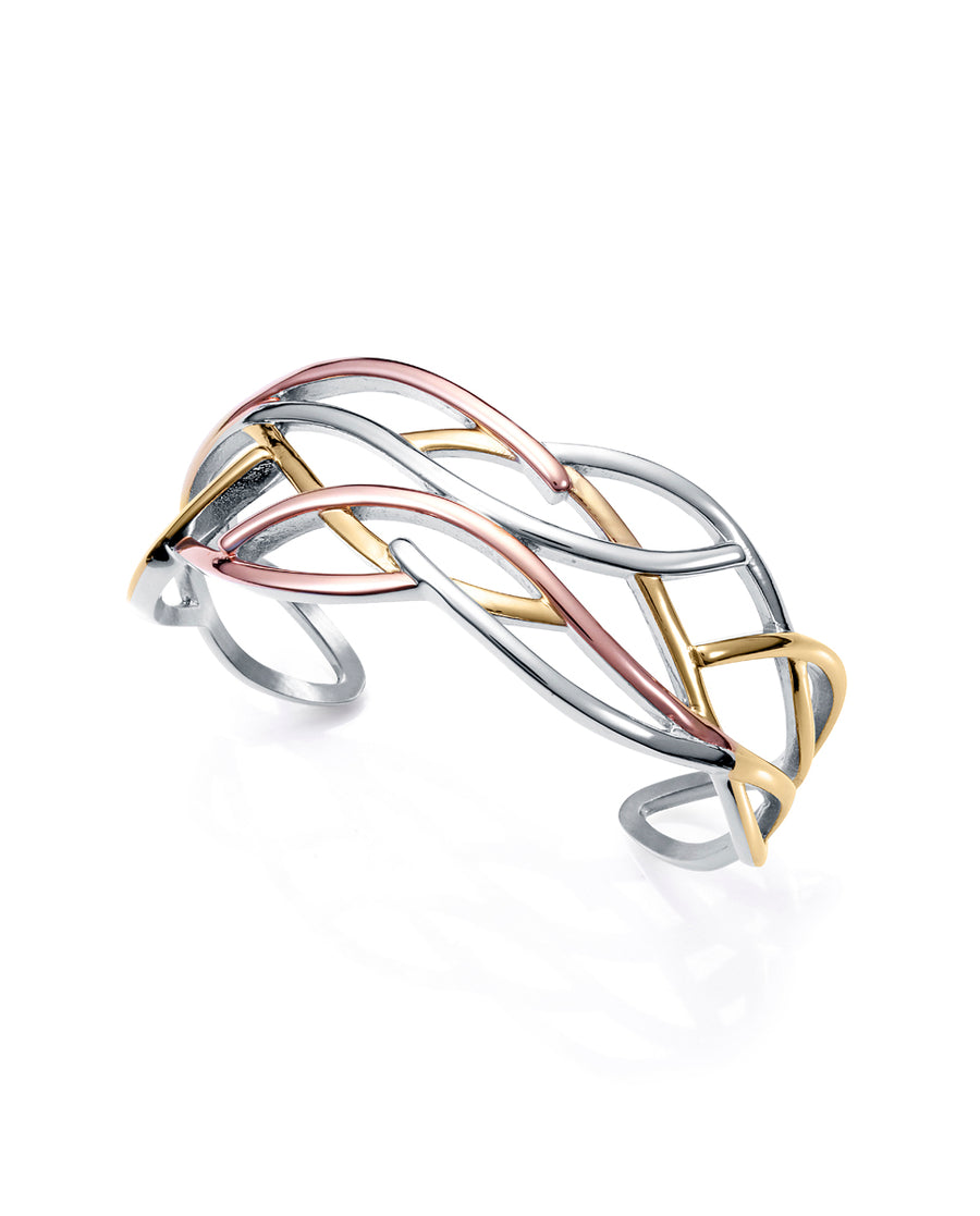 Steel Bangle Bracelet Waves Ip Gold And Rose: Dia