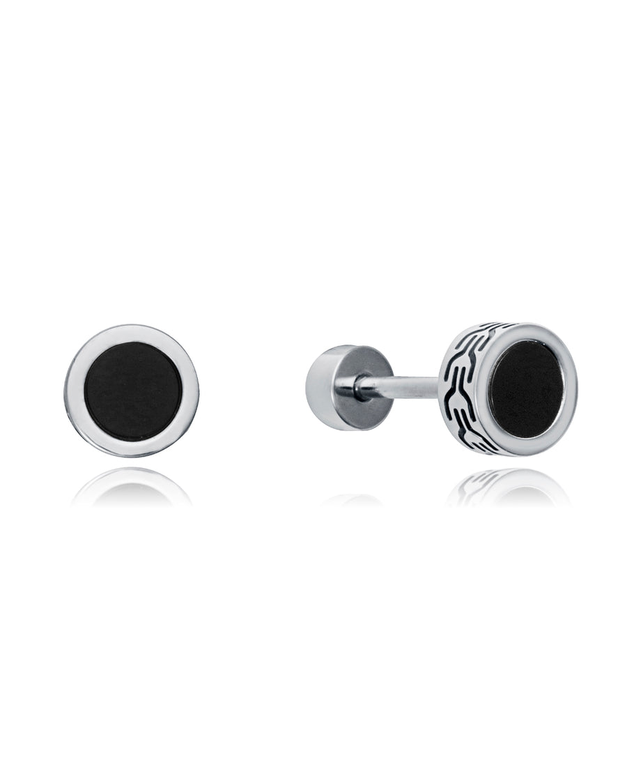 Pendentif Acier et Pierre Noire Nat Sr Fashion