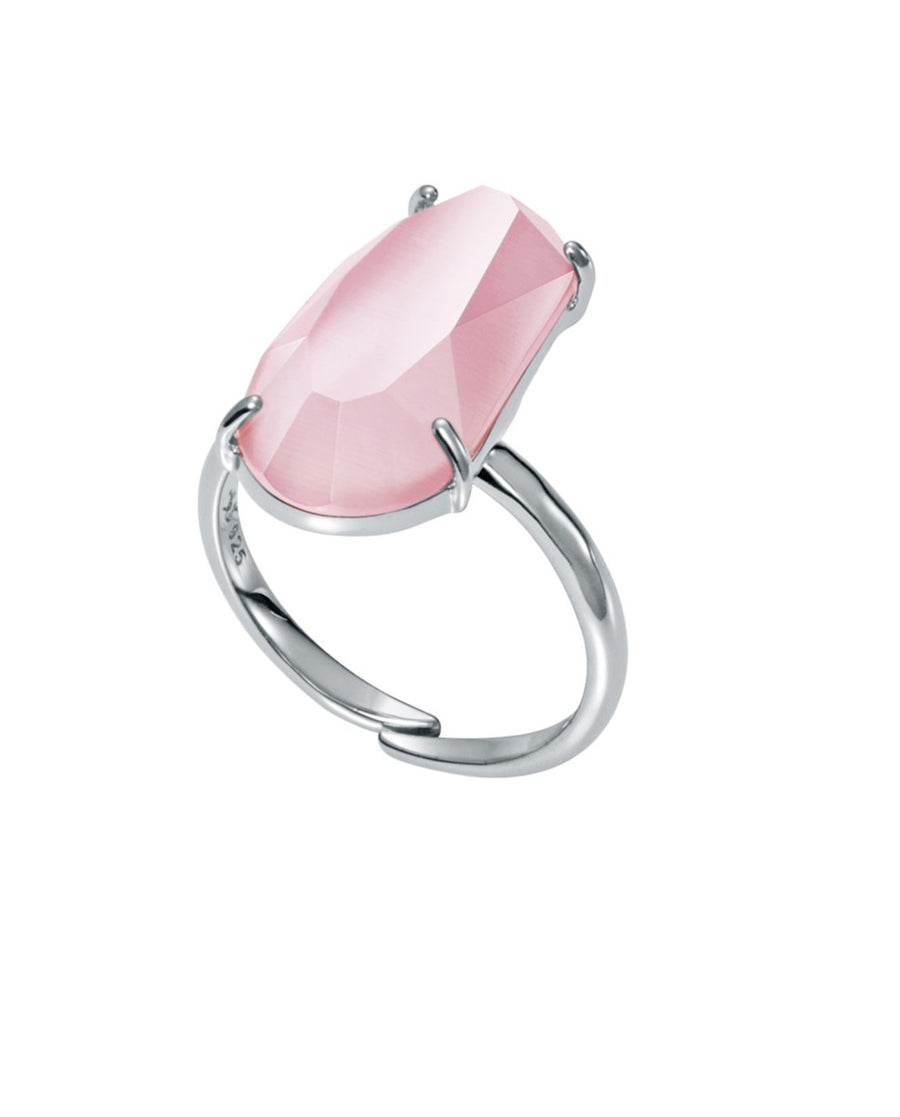 Anillo  Plata De Ley Con Baño Rodio Con  Piedra Sra Jewel.