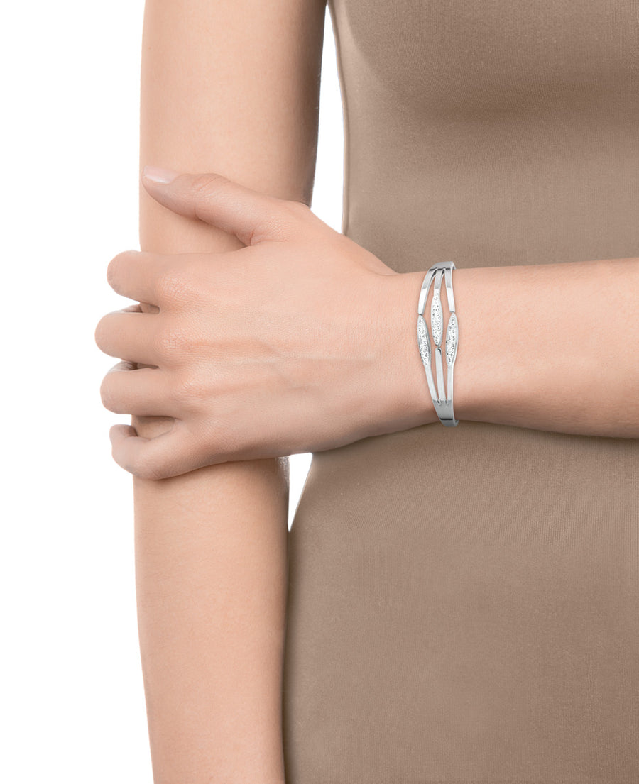 Brazalete Acero Muelle Con Circonitas Sra Fn