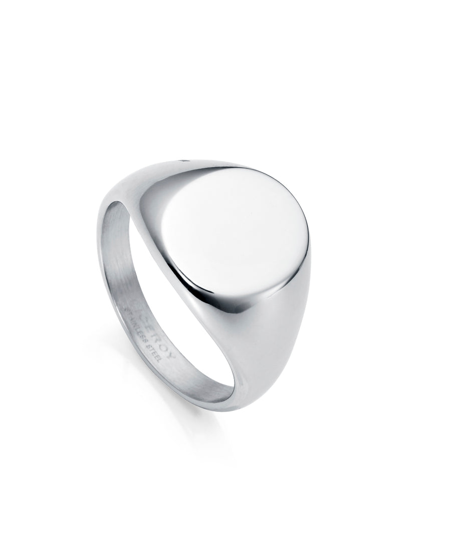 Steel Ring Circled Signet: Size 20 Gent Fn