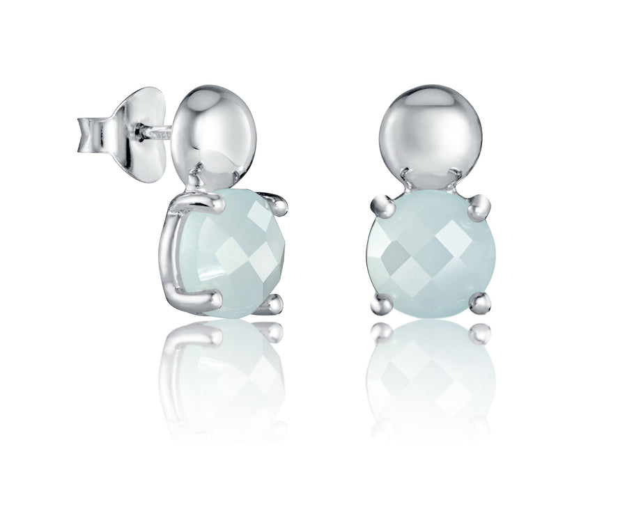 Pendientes Plata De Ley Calcedonia Verde Sra