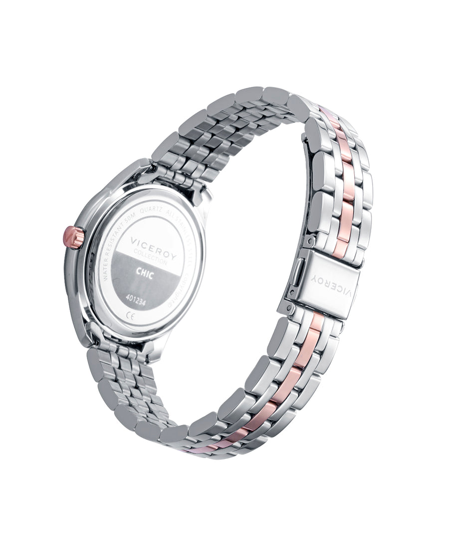 Reloj Acero Ip Rosa Brazalete Sra Va